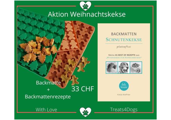 Treats4Dogs Weihnachtsaktion Schnutenkekse, Lebkuchenmann und Tannenbaumbackmatte