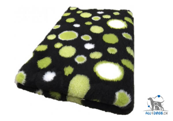 Vet Bed Xtra schwarz mit grünen und weissen Kreisen150*100 cm